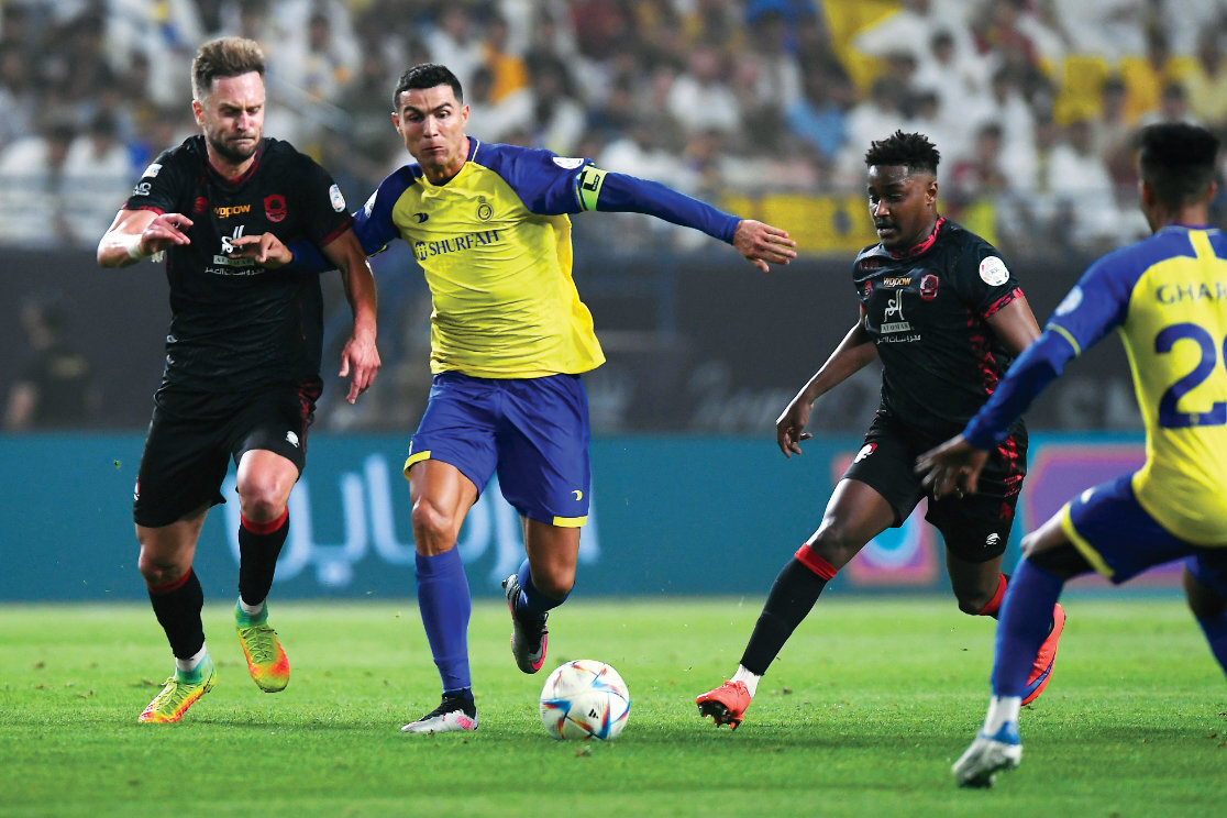 The arrival of Portuguese forward Cristiano Ronaldo in Riyadh in December 2022 redefined the Saudi Pro League, bringing Saudi football to the attention of fans and broadcasters. (AFP)