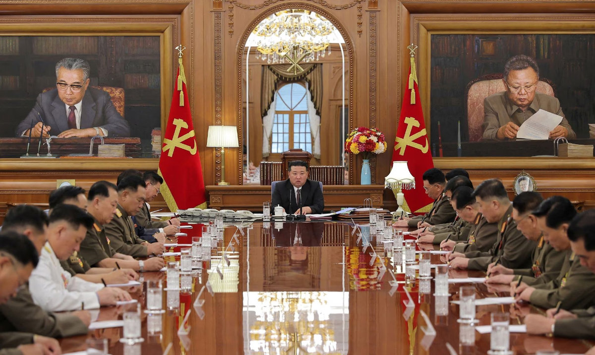 North Korean leader Kim Jong Un attends the 7th enlarged meeting of the 8th Central Military Commission of the Workers' Party of Korea at the headquarters building of the Central Committee of the Workers' Party of Korea in Pyongyang, North Korea, August 9, 2023. (Reuters)