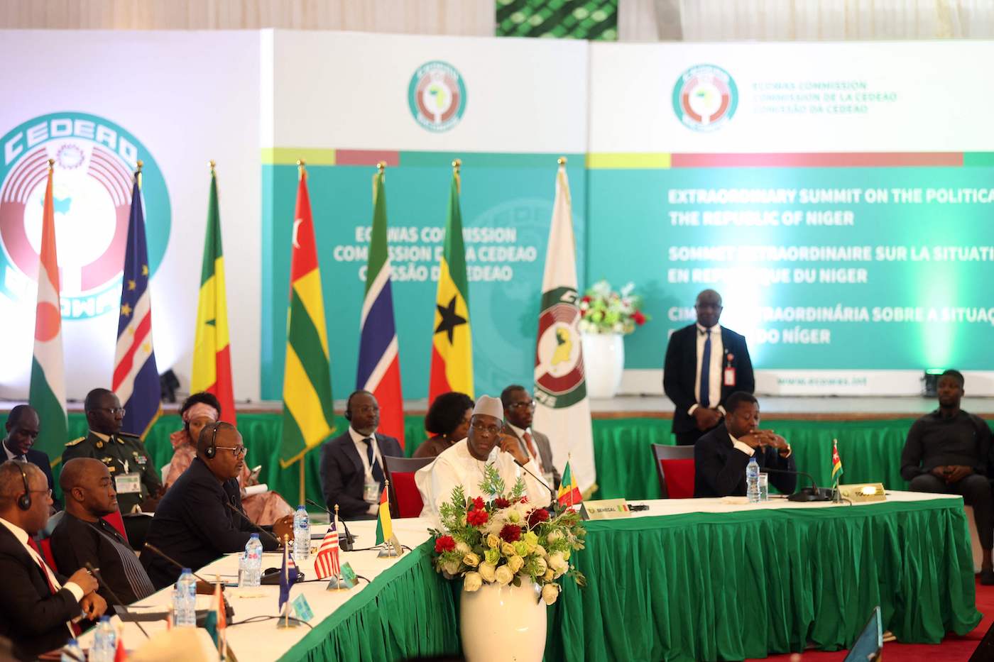 General view shows the plenary of the Economic Community of West African States (ECOWAS) Head of States and Government extraordinary session in Abuja, on August 10, 2023. (AFP)