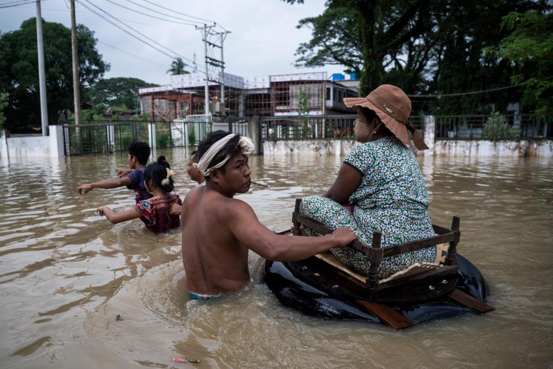 Floods and landslides caused by monsoon rain have killed five and forced around people in Myanmar to flee their homes. (AFP)