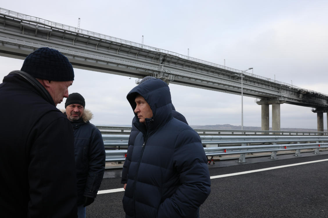 Russian President Vladimir Putin visits the Kerch Strait Bridge, also known as the Crimean Bridge on Dec 5, 2022. (File/AFP)