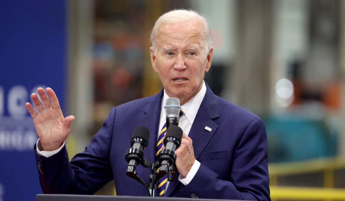 U.S. President Joe Biden speaks to guests at Ingeteam Inc., an electrical equipment manufacturer, on August 15, 2023 in Milwaukee, Wisconsin. (AFP)