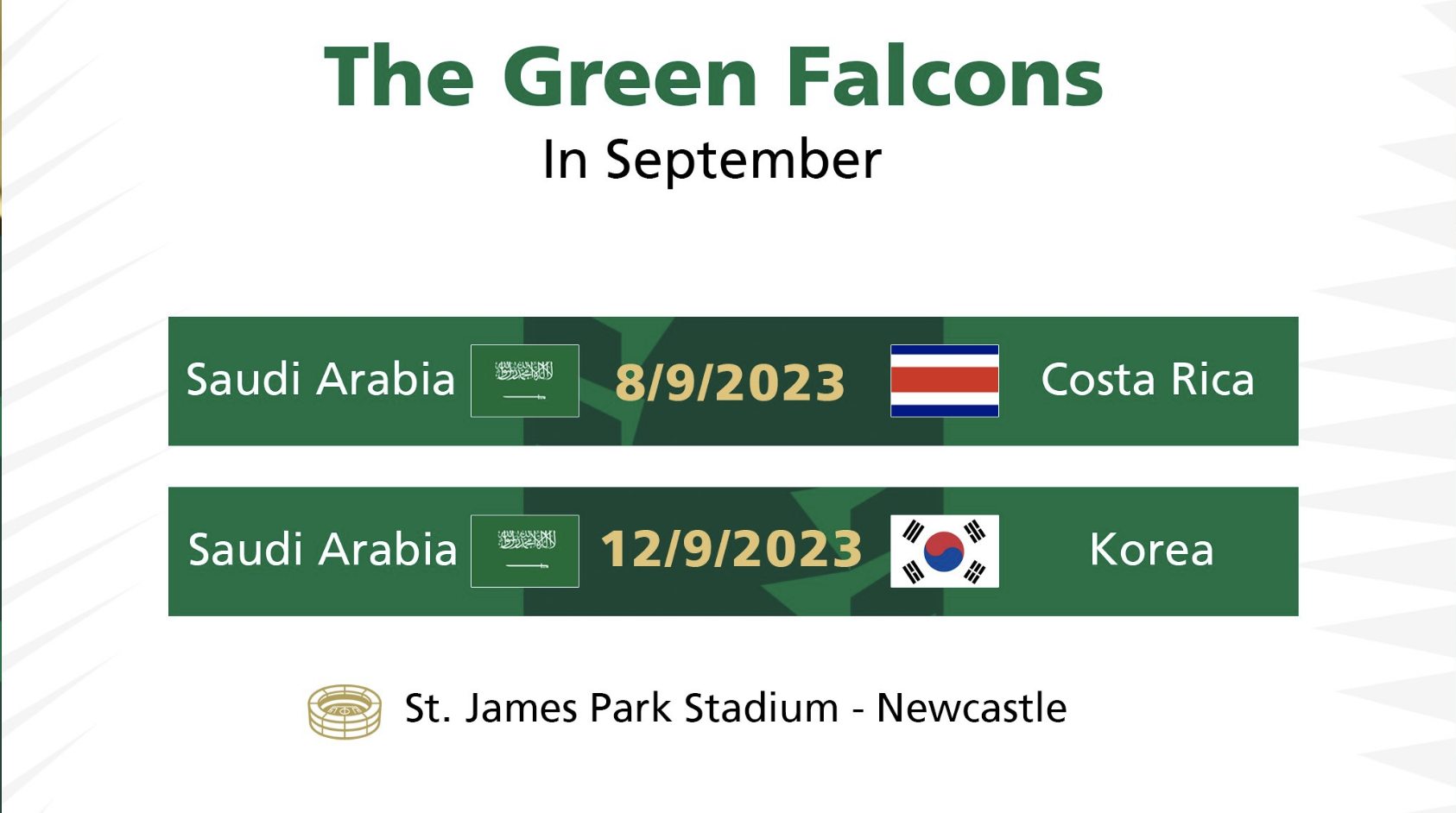 Saudi national football team is set to play two friendlies. Credit: @SaudiNT_EN