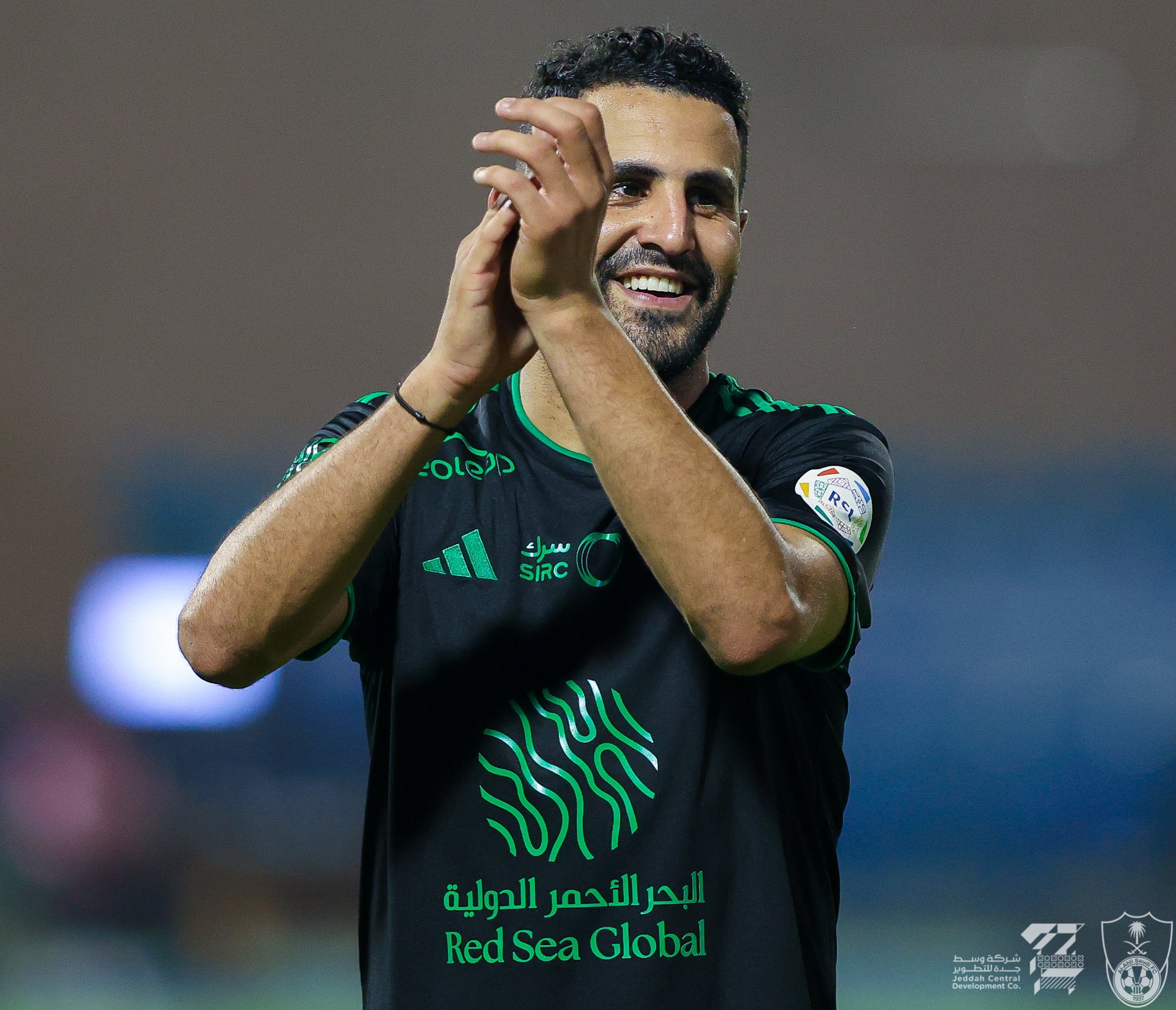 Riyad Mahrez scored Al-Ahli's second goal in the 3-1 win over Al-Khaleej. (Twitter/@ALAHLI_FCEN)
