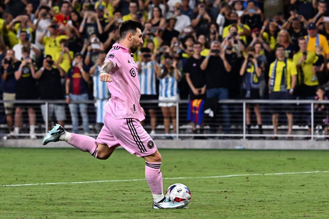 Lionel Messi scored early in regulation and converted the first shot in penalty kicks as Inter Miami beat Nashville SC 10-9 on penalties in the Leagues Cup final. (AFP)
