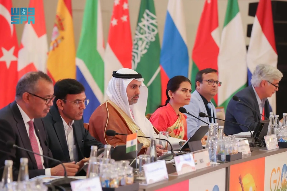 Saudi Arabia’s Minister of Health Dr. Fahad Al-Jalajel has emphasized the importance of accelerating the availability of tools for combating COVID-19 during a meeting of G20 health ministers. (SPA)