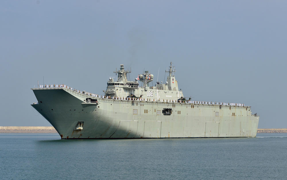 The HMAS Canberra, above, is one of two Australian navy vessels conducting bilateral exercises with the Philippine Navy. (AFP)
