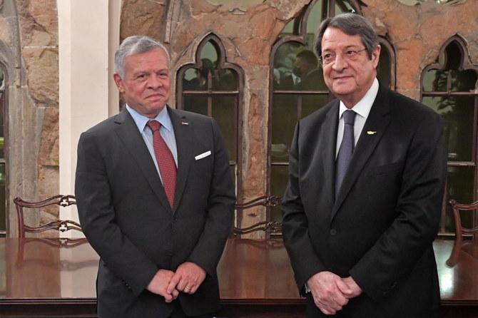 Cypriot President Nicos Anastasiades and Jordan’s King Abdullah II. (File/Reuters)