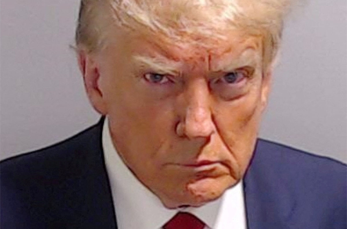 Former U.S. President Donald Trump is shown in a police booking mugshot released by the Fulton County Sheriff's Office, after a Grand Jury brought back indictments against him and 18 of his allies in their attempt to overturn the state's 2020 election results in Atlanta, Georgia, U.S., August 24, 2023. (REUTERS)