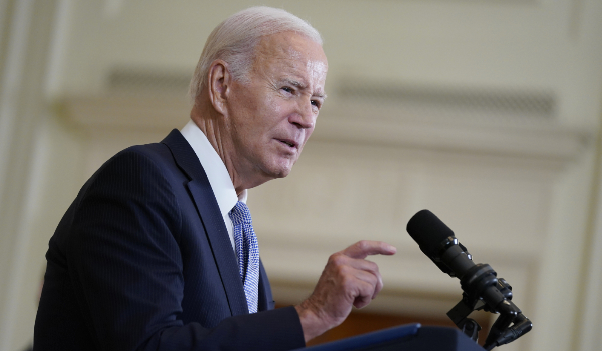 President Joe Biden speaks on the anniversary of the Inflation Reduction Act during an event in the East Room of the White House, Aug. 16, 2023, in Washington. (AP)