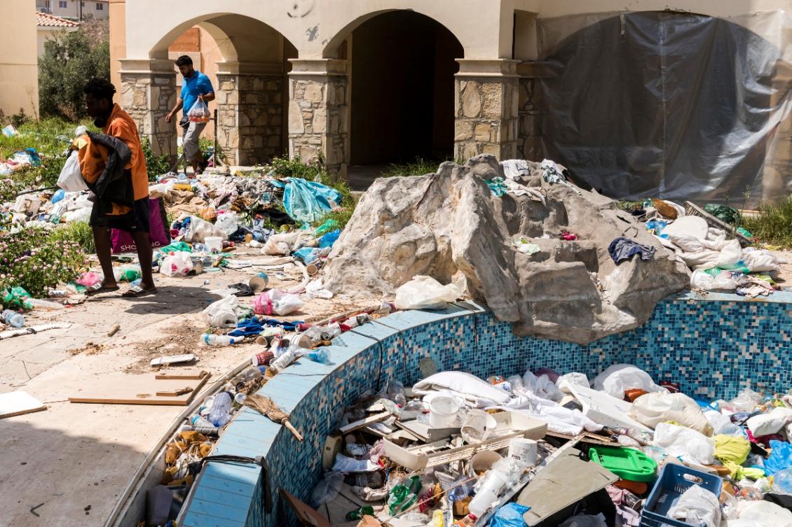 Cypriot authorities have started removing around 600 asylum seekers from the condemned apartment complex near the resort of Paphos after protests by residents. European Union member Cyprus argues it is a “frontline country” on the Mediterranean migrant route. (AFP)