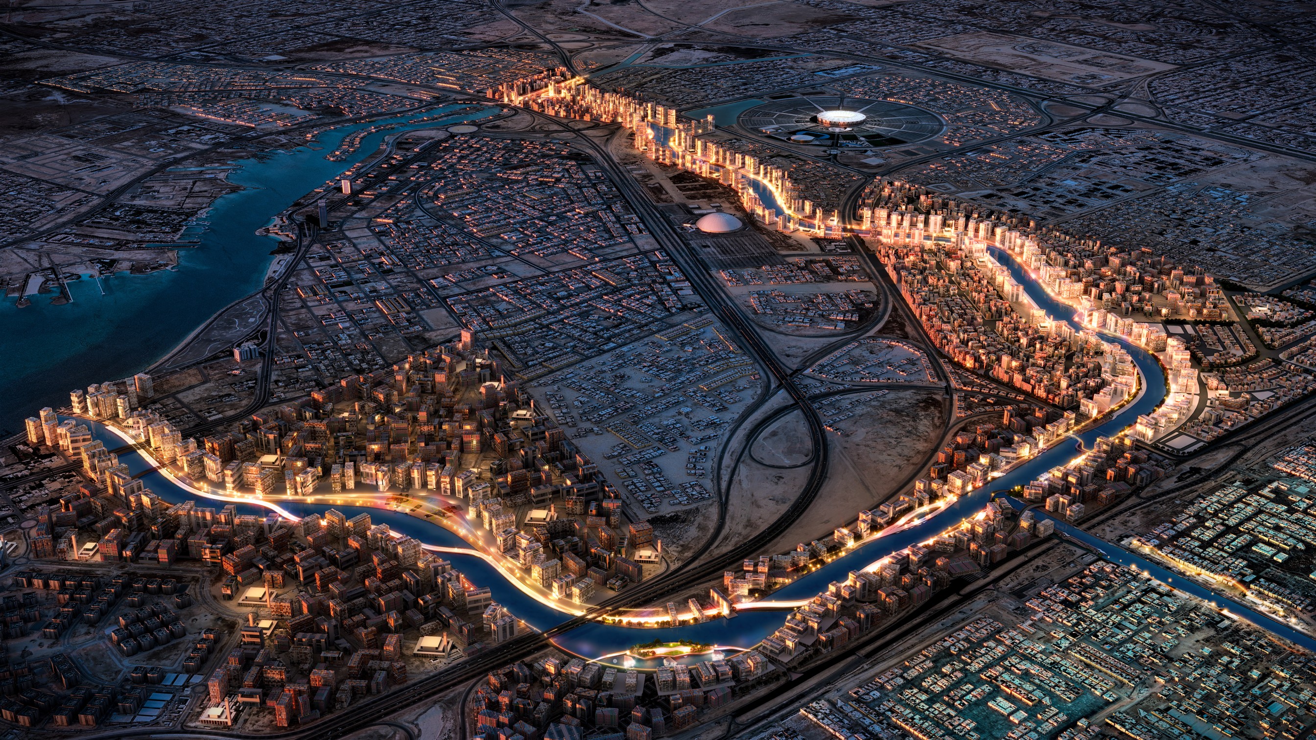 The project is considered one of the largest mixed-use projects, accommodating over 130,000 people and including an artificial water channel that extends 11 km. (Supplied)