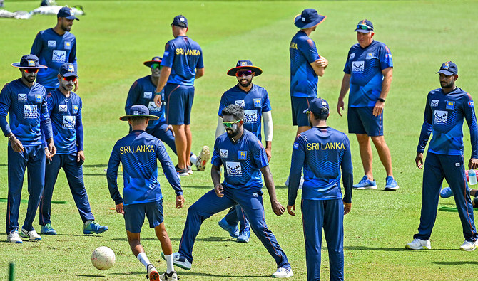 Sri Lanka's players attend a practice session at the Sinhalese Sports Club (SSC) International Cricket Stadium in Colombo on July 23, 2023, ahead of their second Test cricket match against Pakistan. (AFP/File)