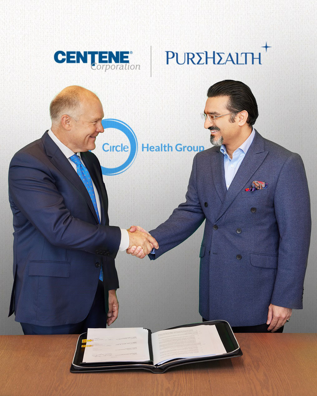 Centene Corporation’s Senior Adviser Brent Layton and Farhan Malik, managing director and group chief executive of PureHealth.