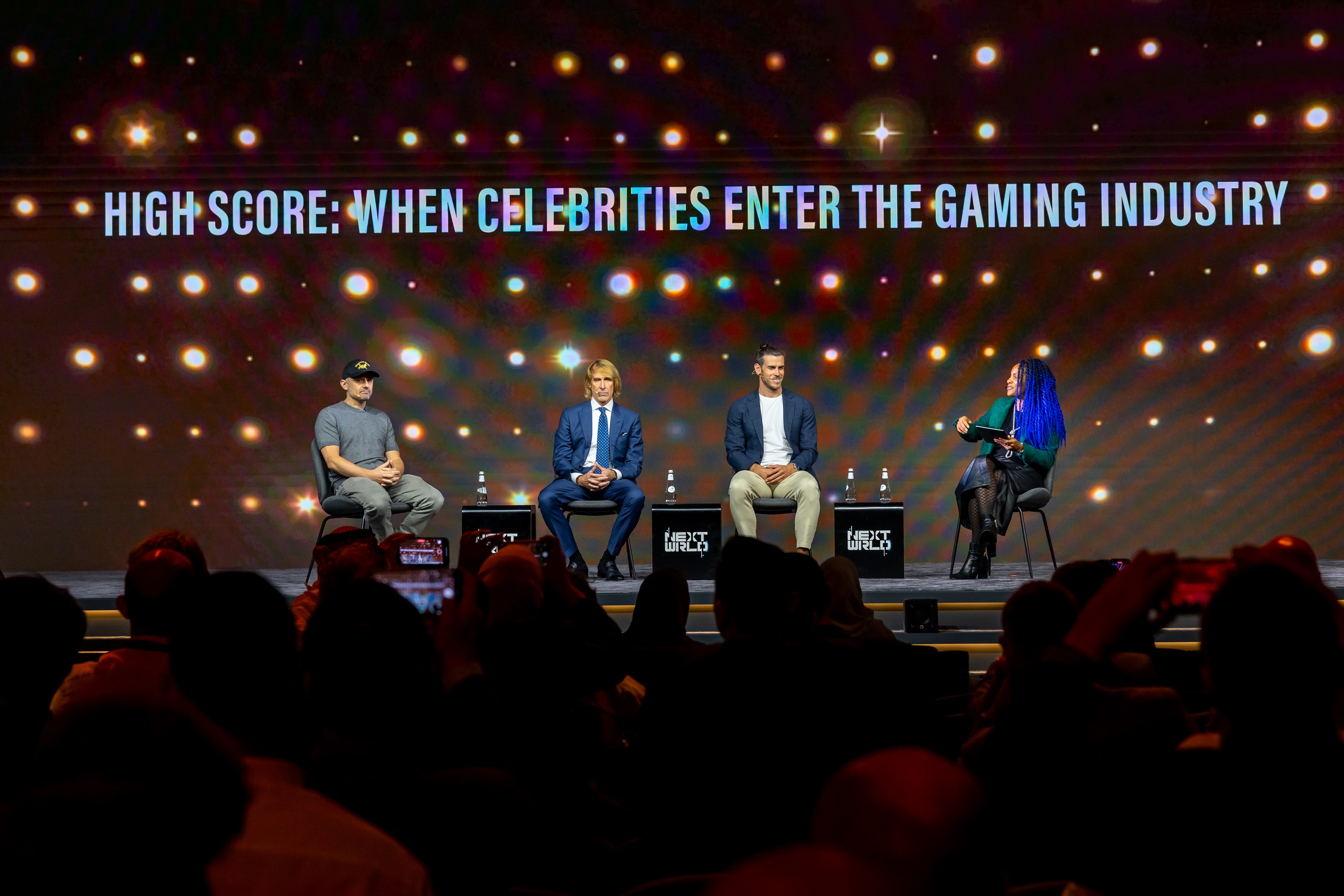 Day 1 of the Next World Forum saw former footballer Gareth Bale (third left) discuss the popularity of esports athletes. (SEF)