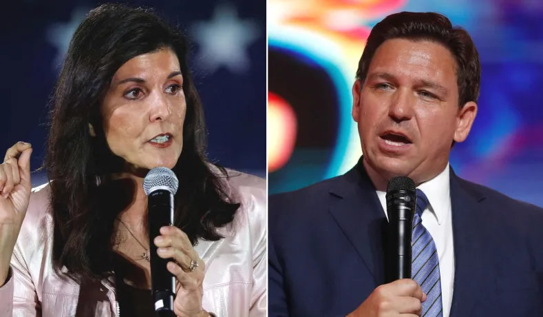 Republican presidential candidates, former UN ambassador Nikki Haley, left, Florida Gov. Ron DeSantis. (Reuters/File)