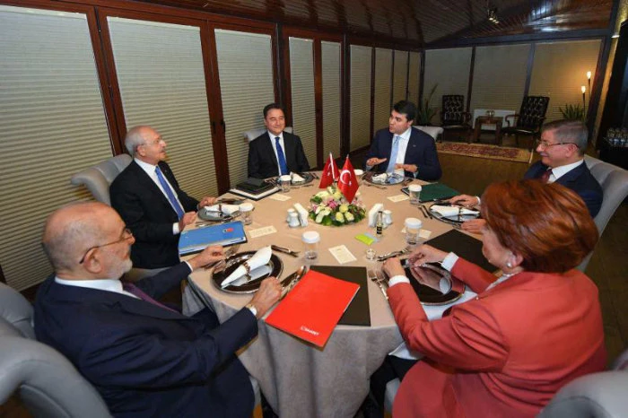 A file picture shows a meeting of representatives from Turkey’s six opposition parties. (AFP)