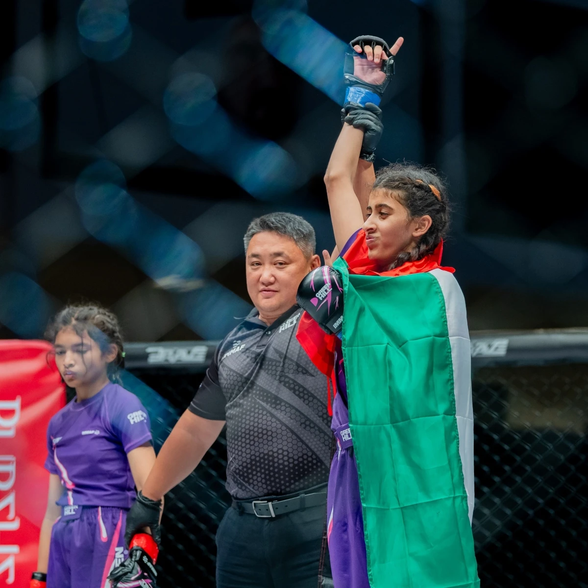 Ghala Al-Hammadi after winning gold for the UAE at the IMMAF Youth World Championships in Abu Dhabi. (UAEJJF)