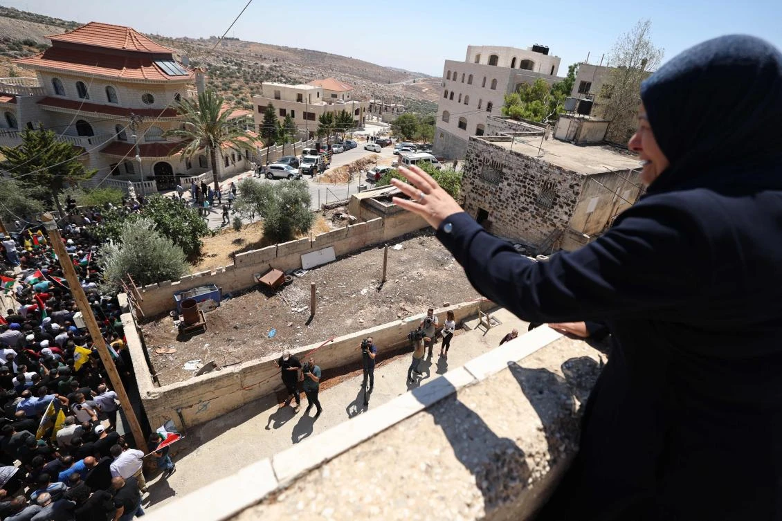 Relatives mourn during the funeral of Palestinian Qusai Jamal Maatan in the village of Burqa in the north of the occupied West Bank on Aug. 5, 2023. (AFP)