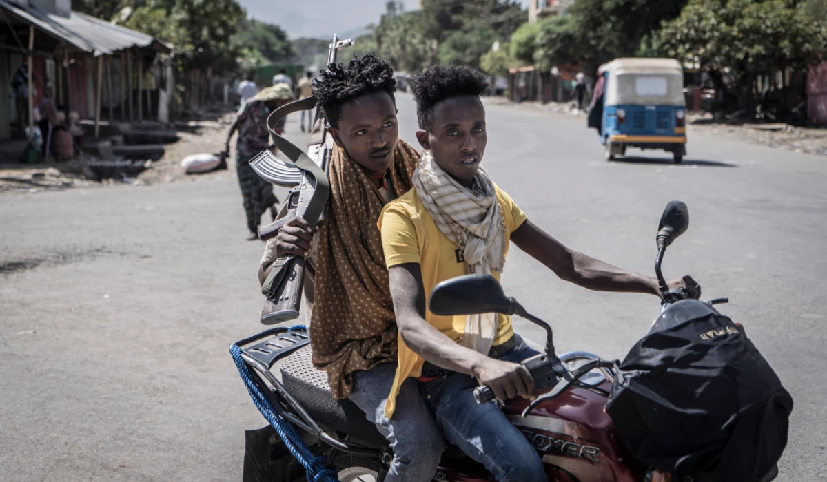 Members from Amhara militia are seen in Shewa Robit, Ethiopia. (AFP file photo)
