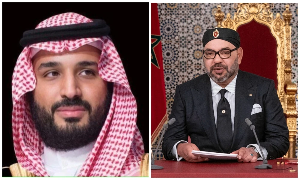 Saudi Crown Prince Mohammed bin Salman and Morocco’s King Mohammed VI. (File/SPA/AFP)