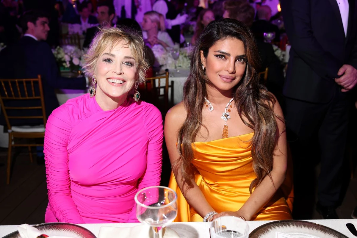 Sharon Stone and Priyanka Chopra attend the Women in Cinema red carpet during the Red Sea International Film Festival on December 02, 2022 in Jeddah, Saudi Arabia. (Getty Images)