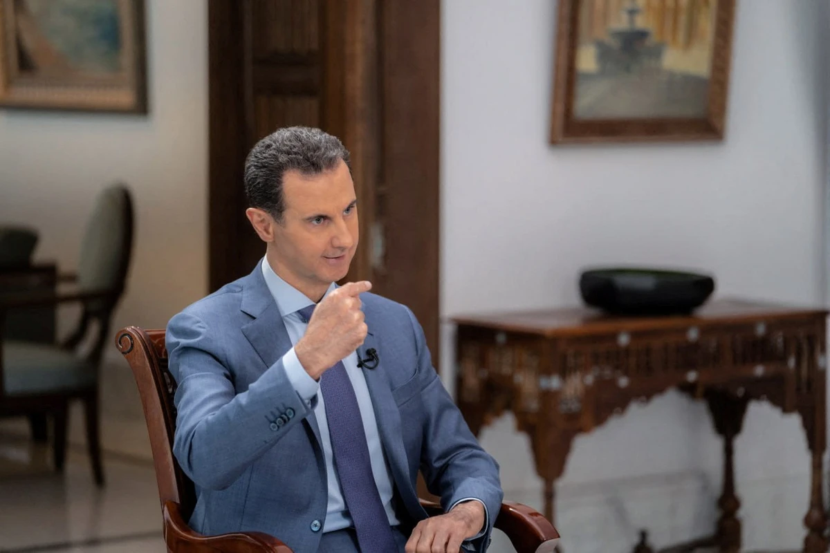 Syria's President Bashar al-Assad speaks during an interview with Sky News Arabia in Damascus (Reuters)