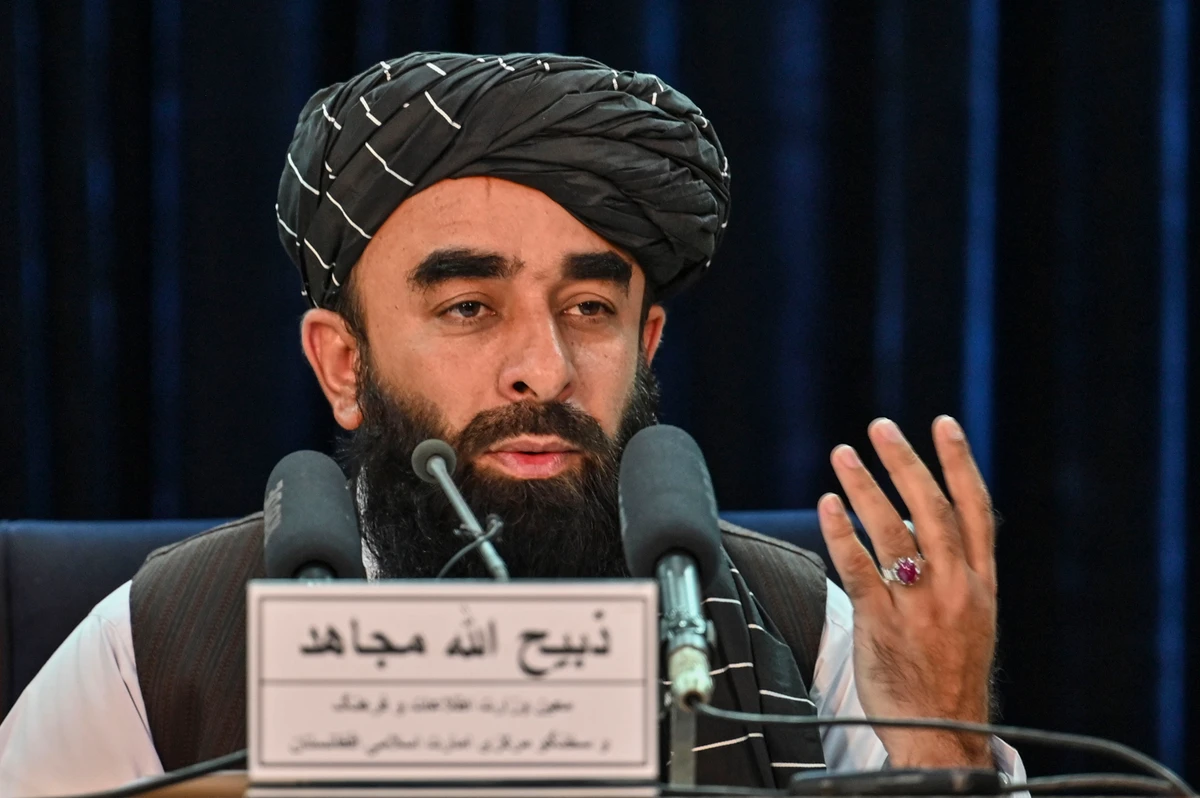 Taliban spokesman Zabihullah Mujahid addresses a press conference at government media and information center in Kabul, Afghanistan on Oct. 30, 2021. (File/AFP)