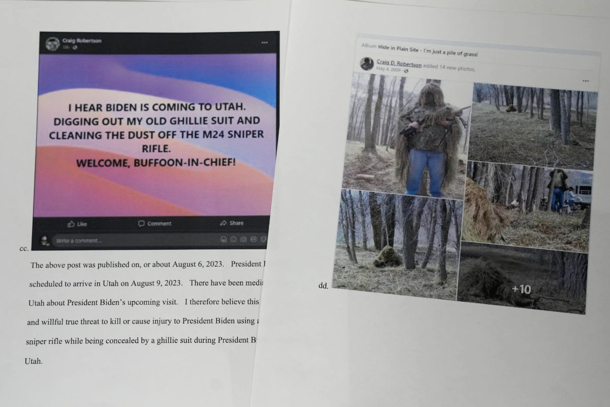 The complaint in US District Court against Craig Deleeuw Robertson, featured threatening online postings by Robertson. (AP)
