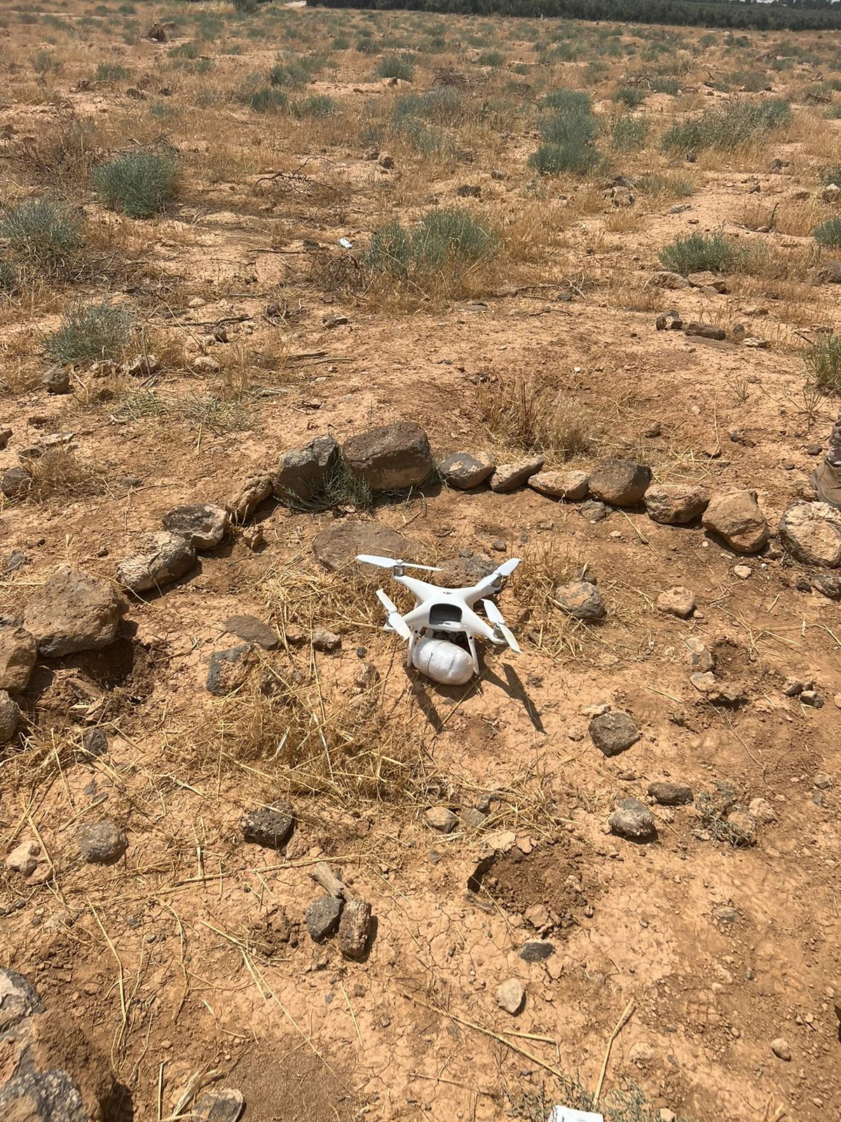 A drone carrying crystal meth that was flying into Jordan from Syria on Sunday was shot down by the Jordanian military, Petra news agency reported. (Twitter/@ArmedForcesJO)