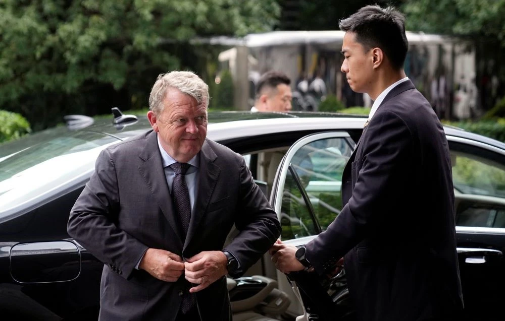 Denmark’s Foreign Minister Lars Lokke Rasmussen arrives at Shanghai Tower in Shanghai, China, Aug. 16, 2023. (Reuters)