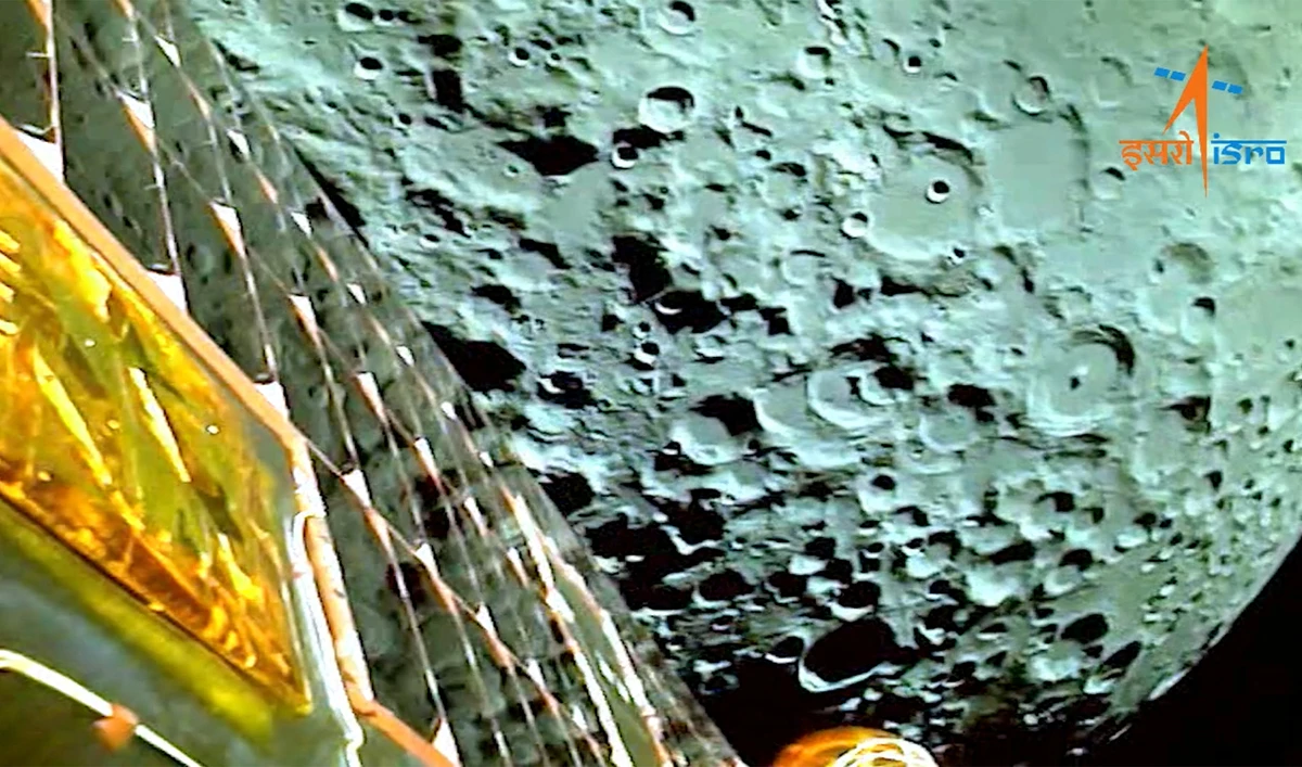 A view of the moon as viewed by the Chandrayaan-3 lander during Lunar Orbit Insertion on August 5, 2023 in this screengrab from a video released on August 6, 2023. (Photo courtesy: ISRO/Handout via REUTERS)