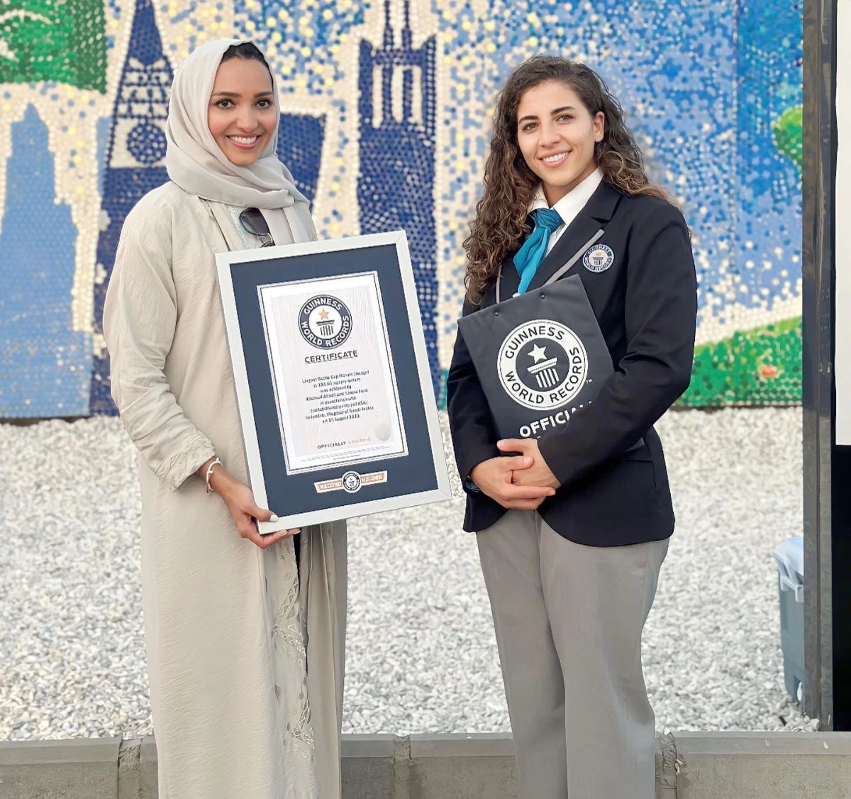 Khulood Al-Fadli (left) submitted a raft of evidence including video footage, data and witness statements to Guinness World Records. (Supplied)