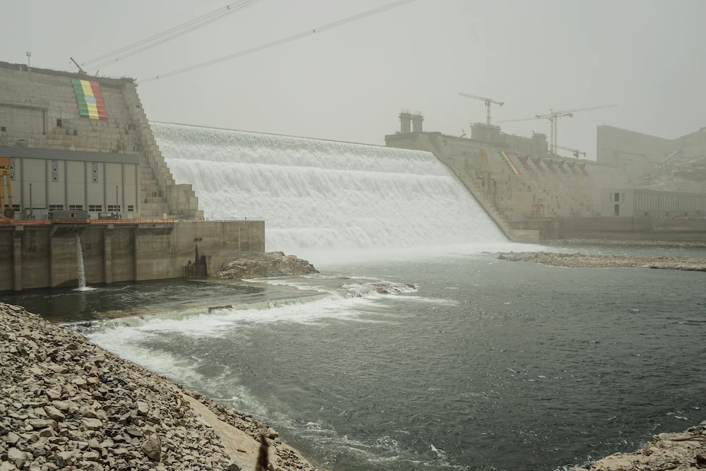 A general view of the Grand Ethiopian Renaissance Dam (GERD) in Guba, Ethiopia (AFP)