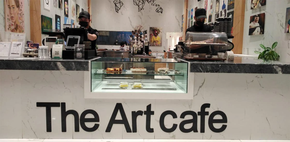 The owner’s passion for art inspired them to launch the cafe with an in-house gallery. (Photo by Haifa Alshammari)