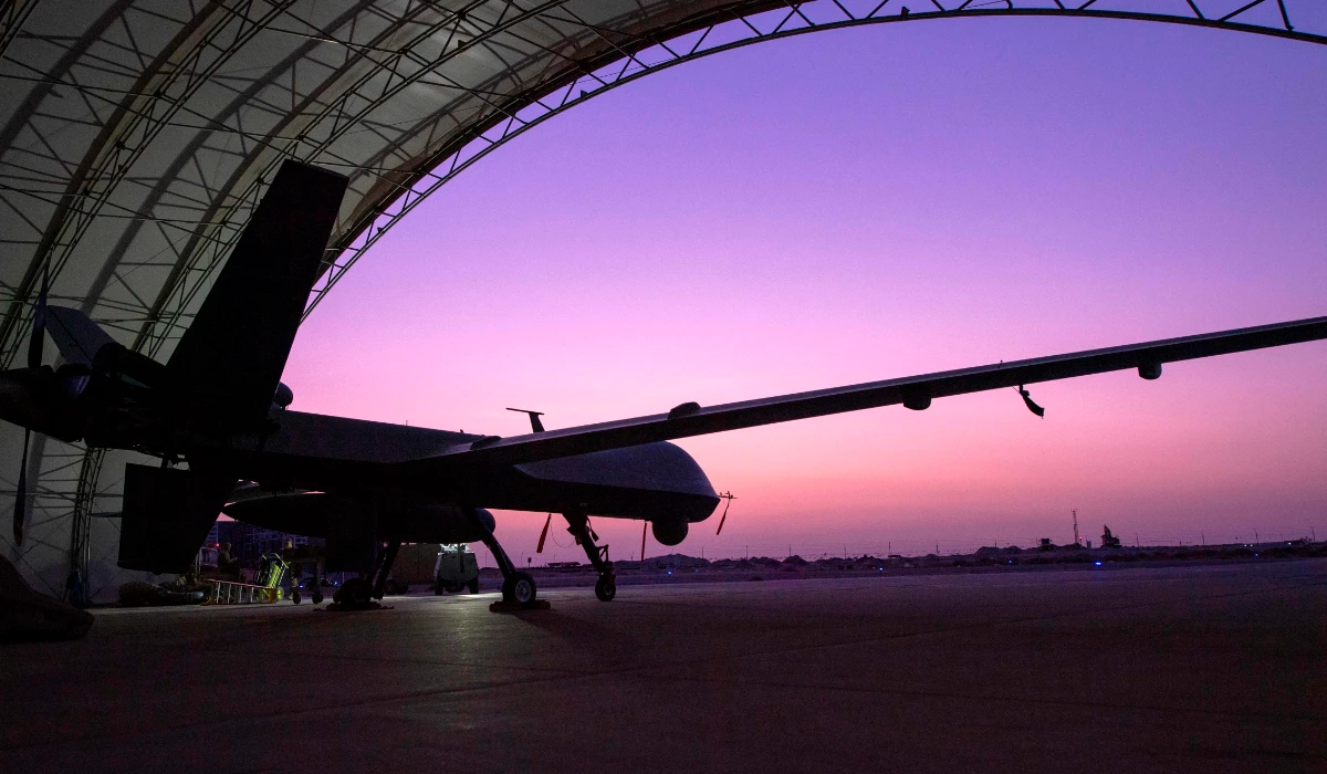 After the arrival of the Russian planes, the drones “changed their direction of flight and left the areas where aerial reconnaissance was being conducted,” the ministry added. (AFP file photo)