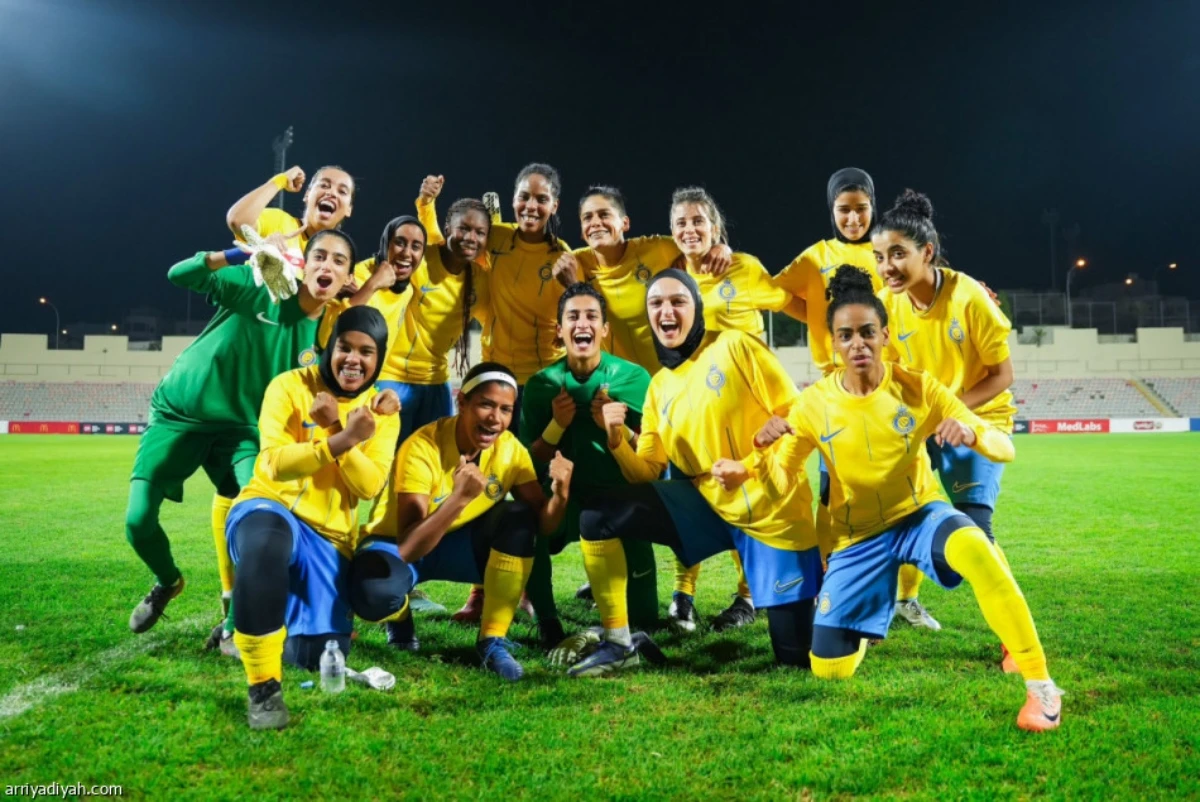 Al-Nassr players celebrate beating Orthodox 2-1 in Amman. (Arriyadiyah)