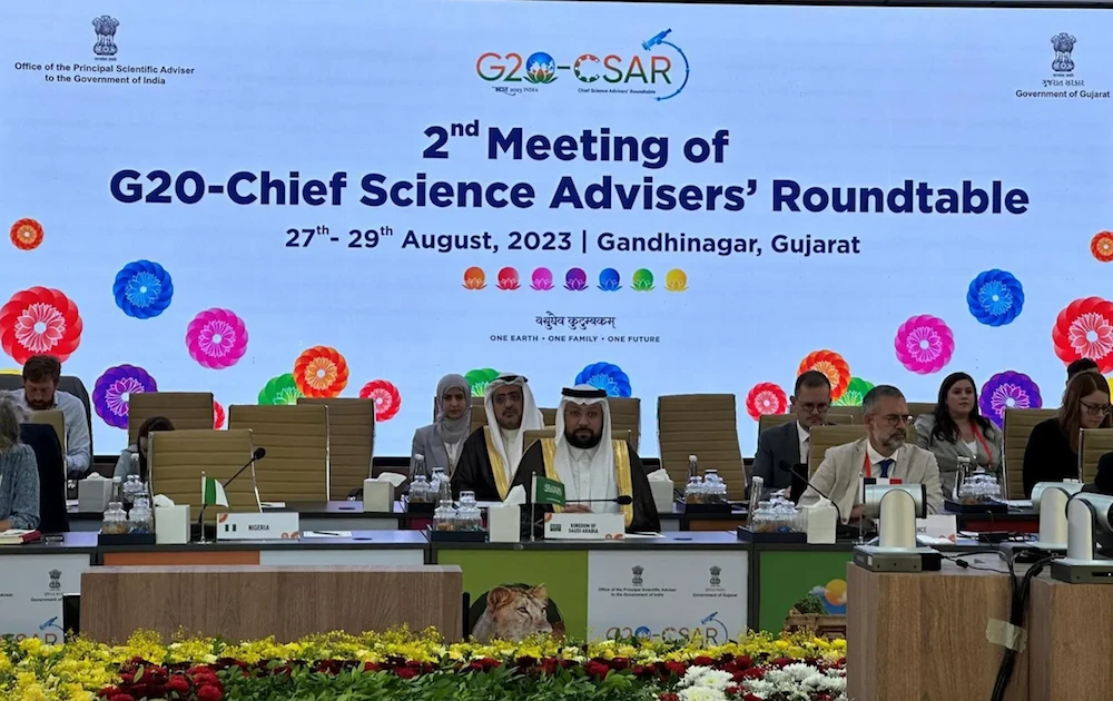 Munir Eldesouki, president of King Abdulaziz City for Science and Technology, was leading the Saudi delegation at a G20-Chief Science Advisers roundtable meeting in New Delhi, India. (SPA)