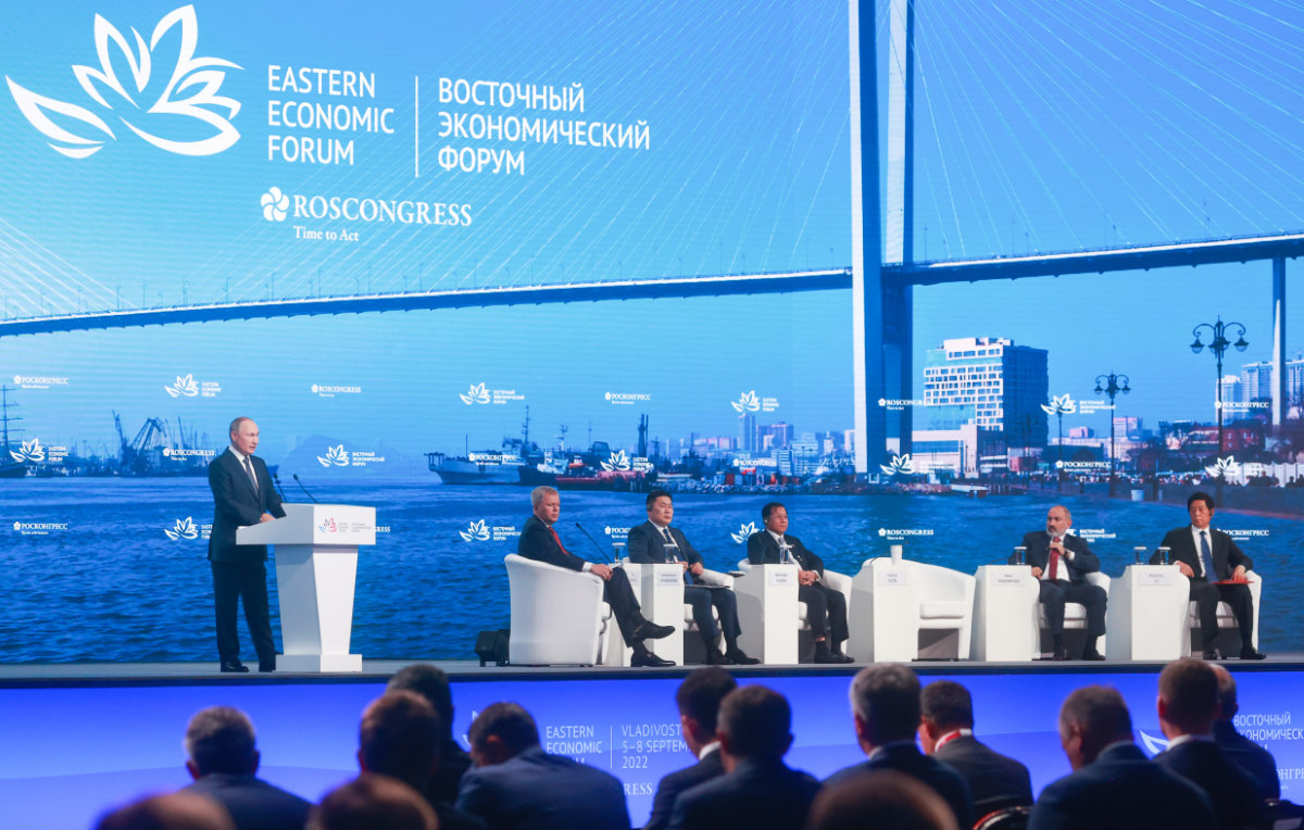 Russian President Vladimir Putin addresses the Eastern Economic Forum in Vladivostok on Sept. 7, 2022. (AFP/File)