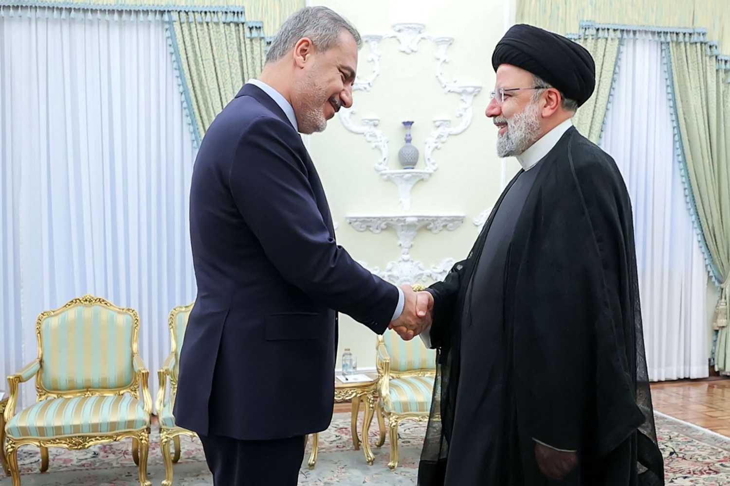 Iranian President Ebrahim Raisi has stressed the need to stand against the presence of “foreign parties” in the Caucasus (AFP)