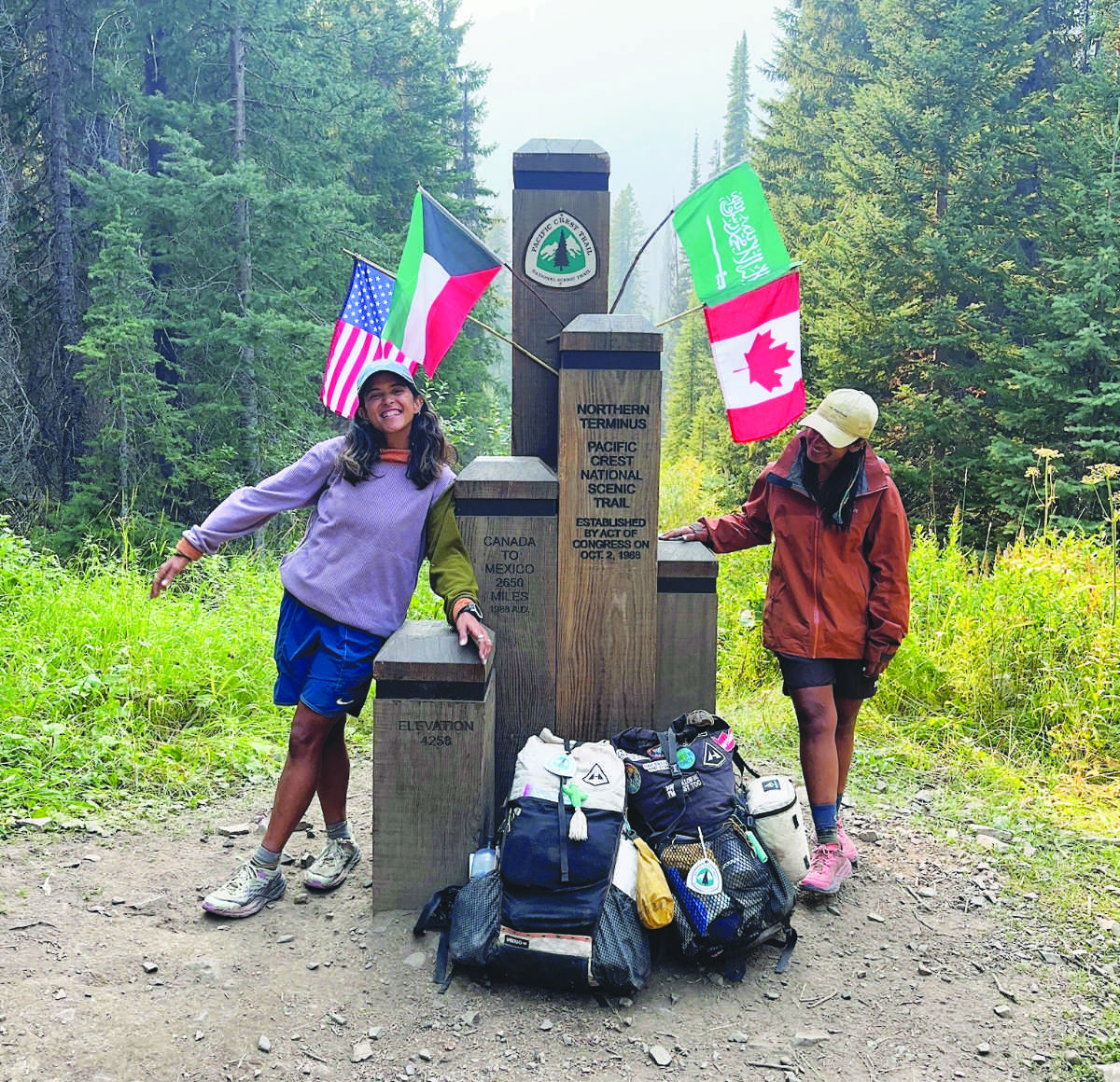 Haya Al-Samari and Fai Al-Omran said they felt proud and that it was a rewarding experience. The two women began their long walk on April 1 from the US-Mexico border passing through California, Oregon, and Washington. (Supplied)