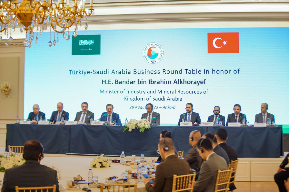 Saudi Minister of Industry and Mineral Resources Bandar Alkhorayef and his delegation attending the Turkiye-Saudi Arabia Business Rountable on August 23, 2023 in Ankara. (X platform: @BAlkhorayef)