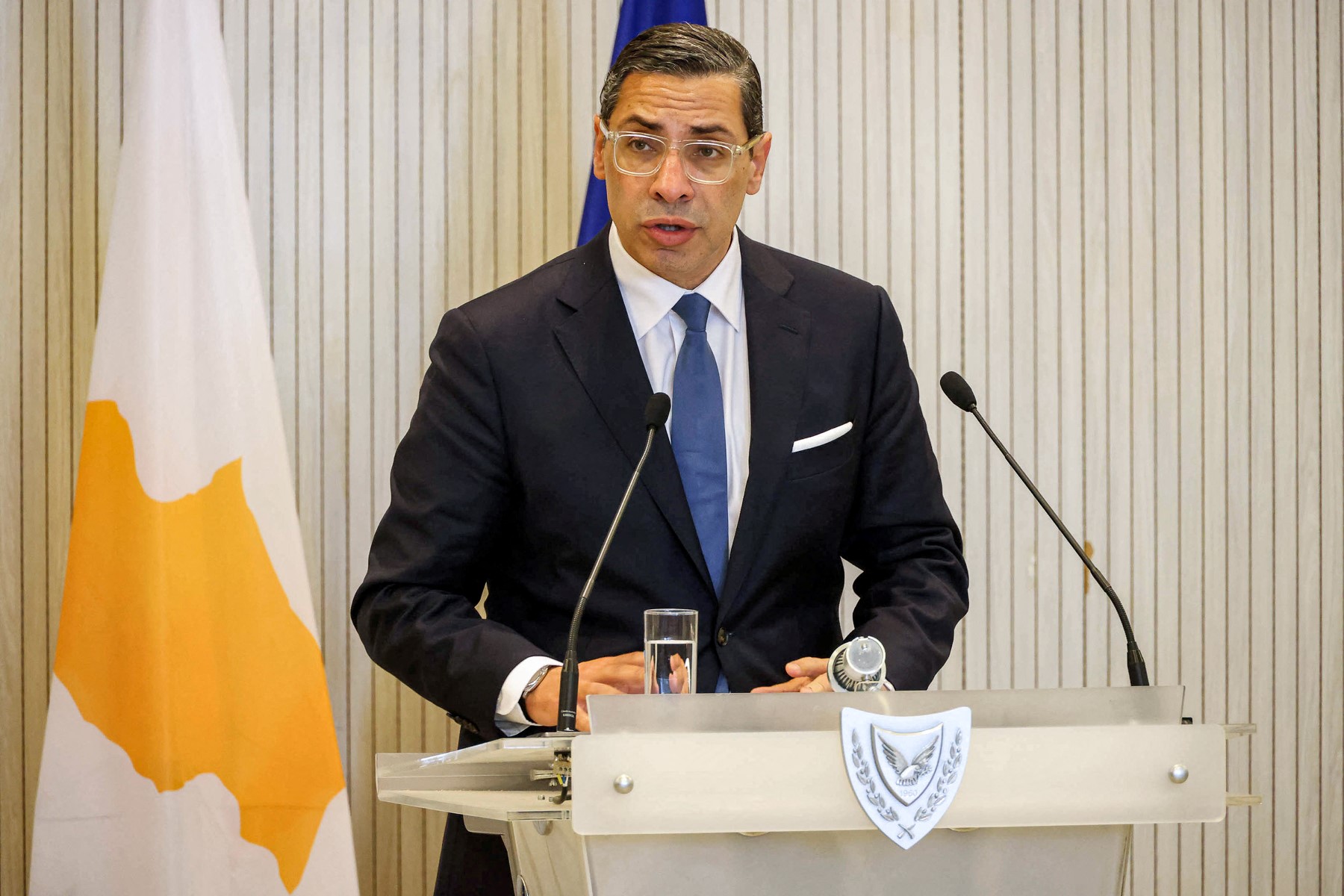 File photo of Cypriot Foreign Minister Constantinos Kombos (AFP)