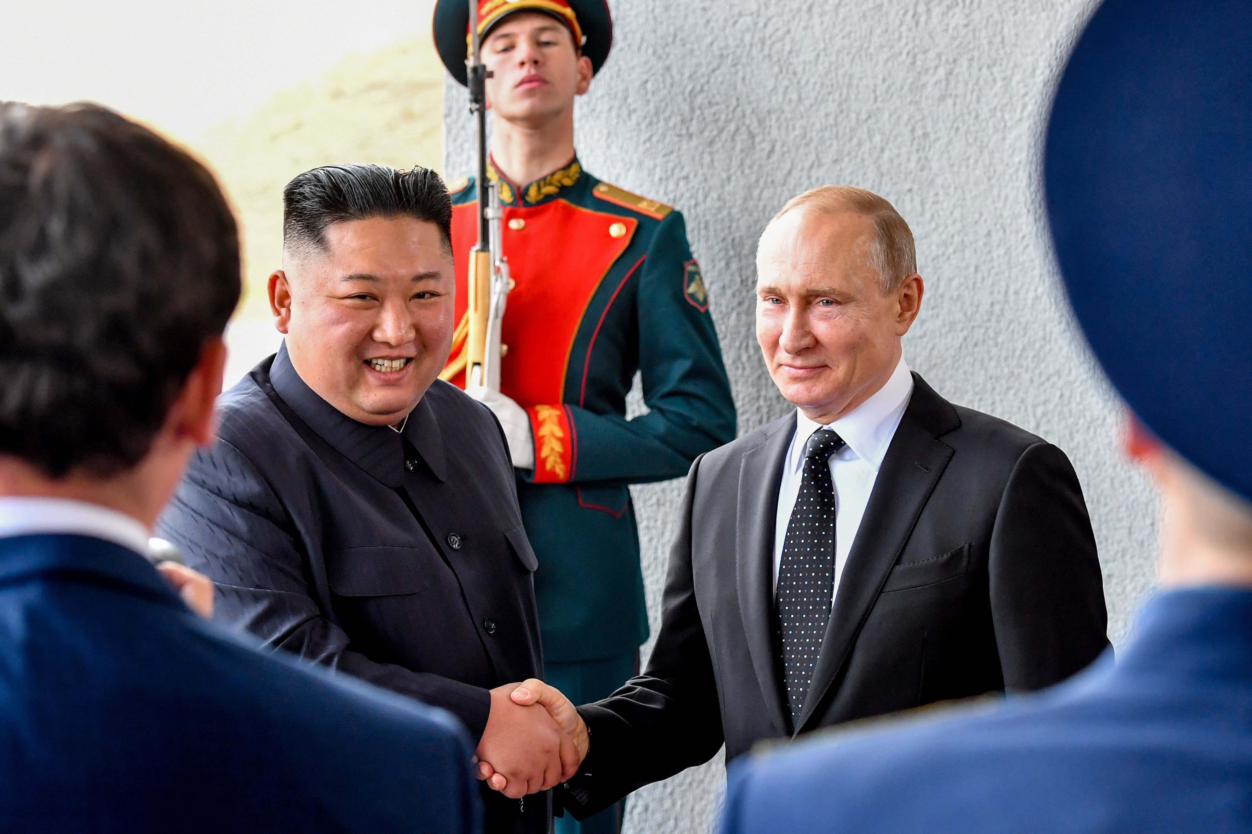 Russian President Vladimir Putin hosted North Korean leader Kim Jong Un for talks that could see them forge an arms deal that would defy global sanctions. (File/AFP)