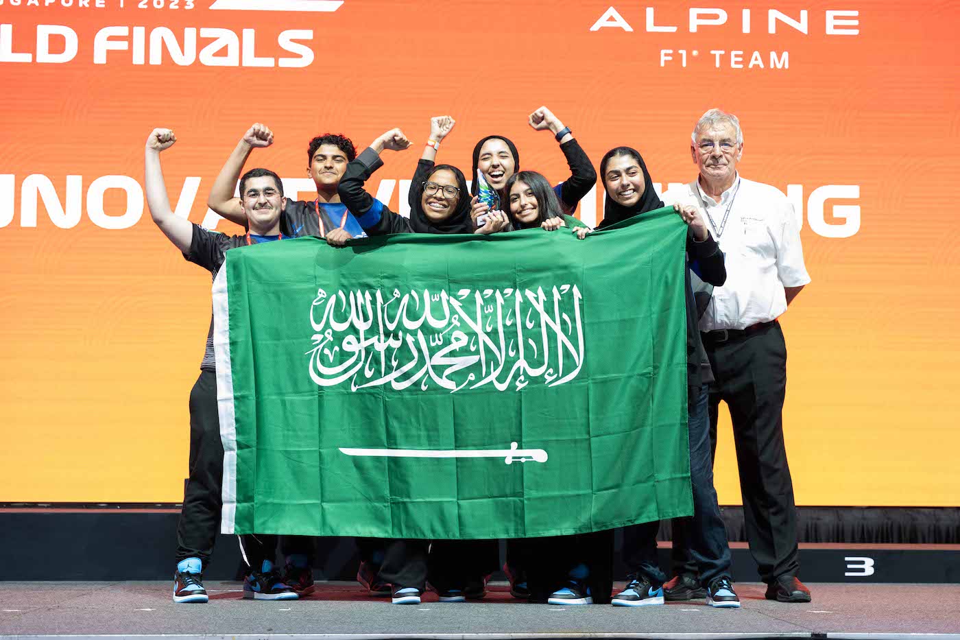 Team Oryx from Dhahran picked up the Innovative Thinking Award at the Aramco F1 in Schools World Finals in Singapore on Wednesday. (Supplied)