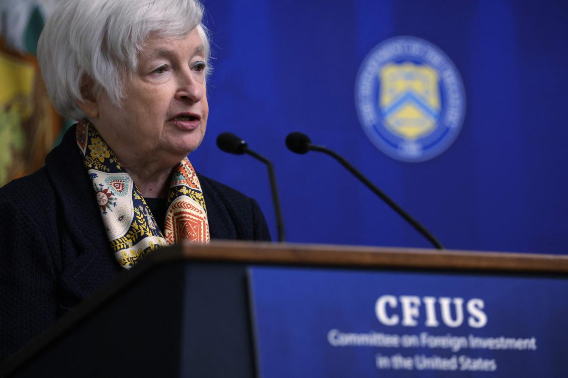 US Secretary of the Treasury Janet Yellen delivers a keynote address during the second annual Committee on Foreign Investment in the US Conference (AFP)