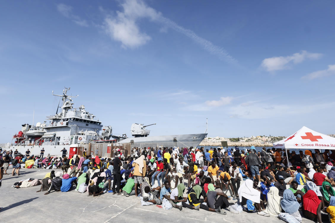 Lampedusa, closer to Africa than the Italian mainland, has been overwhelmed this week by thousands of people hoping to reach Europe from Tunisia. (File/AP)