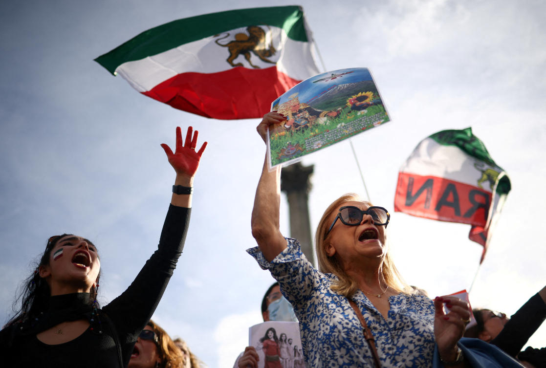 People protest following the death of Mahsa Amini in Iran, in London, Britain Oct. 29, 2022. (Reuters/File)