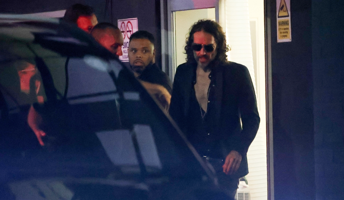 British comedian and actor Russell Brand walks outside the Wembley Park Theatre, in northwest London, Britain, September 16, 2023. (REUTERS)