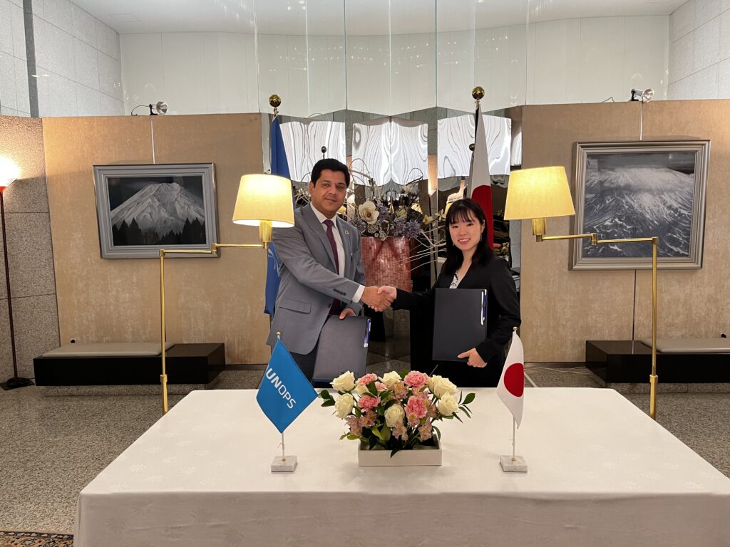 Marino Ishibashi, Charge d’Affaires ad interim of the Embassy of Japan in Yemen, and Mr. Muhammad Usman Akram, Representative and Director for the United Nations Office for Project Services Operational Hub. (Supplied)